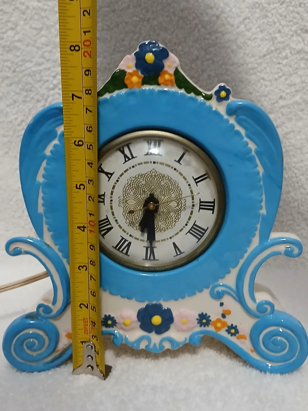 Vintage Ceramic Mantel Electric Clock Made In The Mid-to- late 20th Century.